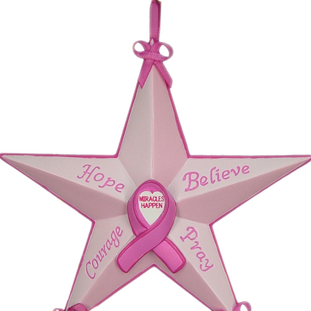 Set of Six Pink Resin Hanging Figurine Ornaments