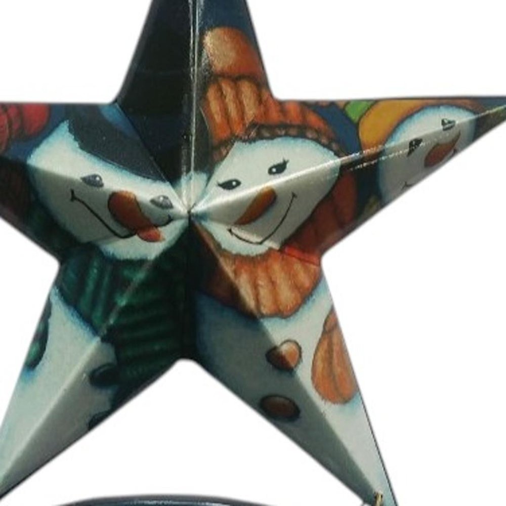 Set of Six Star Shaped Snowmen Joy Christmas Ornaments