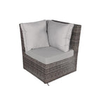 Seven Piece Gray Wicker Upholstered Cushions Sectional Seating Group With Fire Pit And Table