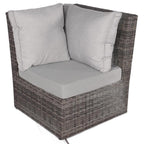 Seven Piece Gray Wicker Upholstered Cushions Sectional Seating Group With Fire Pit And Table
