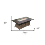 Brown Wicker Outdoor Patio Gas Fire Pit Table