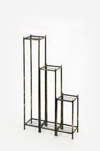 Set of Three Black And Gold Metal Garden Accents Accessories
