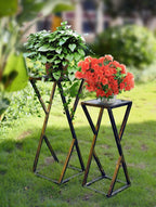 Set of Two Black And Gold Metal Garden Accents Accessories