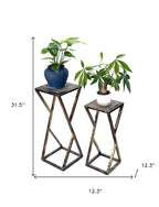 Set of Two Black And Gold Metal Garden Accents Accessories
