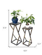Set of Two Black And Gold Metal Garden Accents Accessories