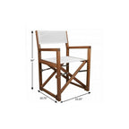 23" White and Natural Wood Solid Wood Indoor Outdoor Director Chair