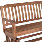 60" Brown Solid Teak Outdoor Glider Bench