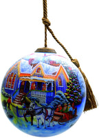 White Yellow And Green Glass Ball Ornament