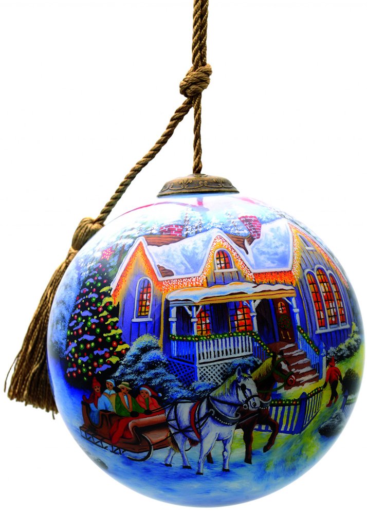 White Yellow And Green Glass Ball Ornament