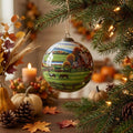 Farm in the Fall Scenery Hand Painted Mouth Blown Glass Ornament