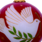 Peace on Earth Dove Hand Painted Pink And White Glass Ball Ornament