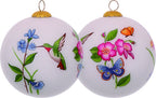 Ivory Pink And Green Glass Ball Ornament