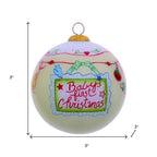 Baby's First Christmas with Motifs Hand Painted Mouth Blown Glass Ornament