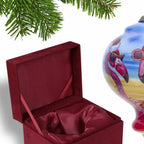 Tan Blue And Red Glass Finial Ornament