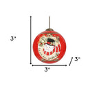 Festive Snowman on his way Hand Painted Mouth Blown Glass Ornament