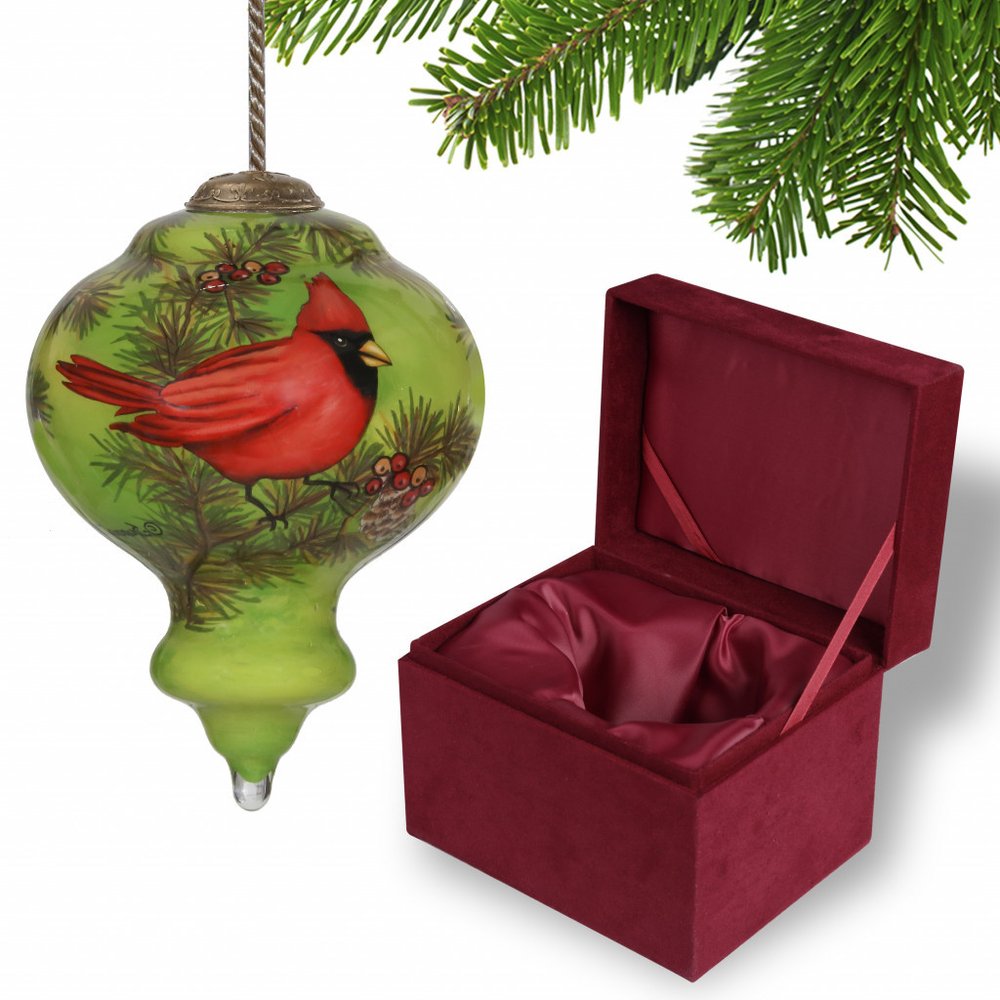 Red White And Green Glass Finial Ornament