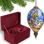 Blue White And Brown Glass Finial Ornament