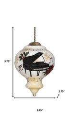 Grand Christmas Piano Hand Painted Mouth Blown Glass Ornament