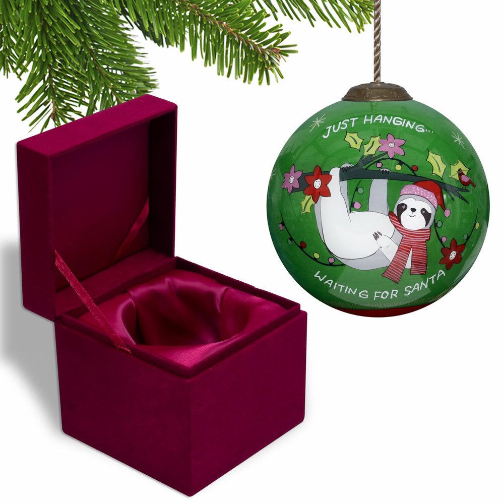 Red White And Green Glass Ball Ornament