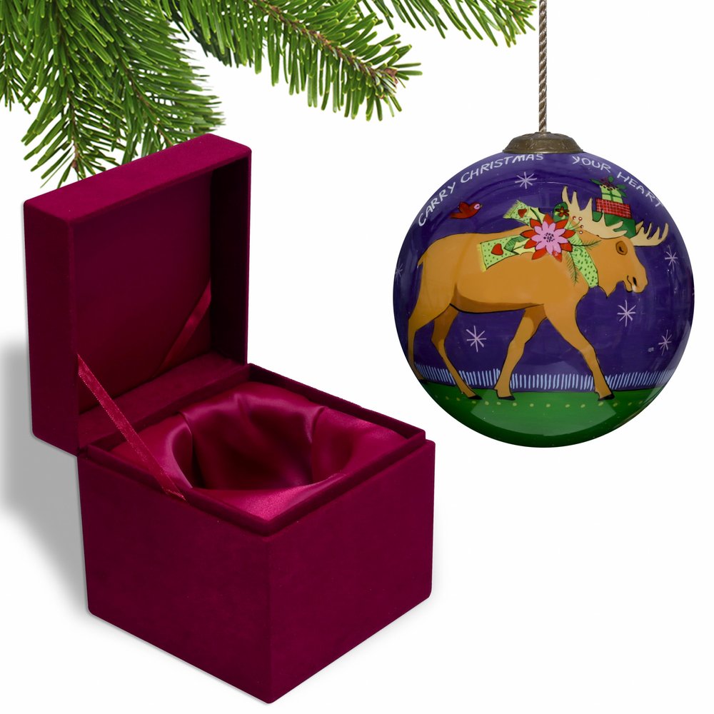 Blue And Orange Glass Ball Ornament