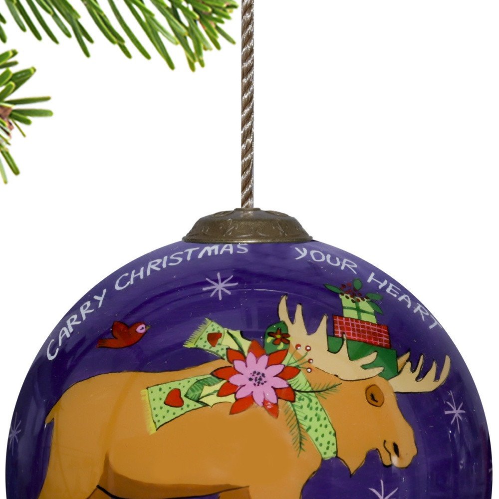 Blue And Orange Glass Ball Ornament