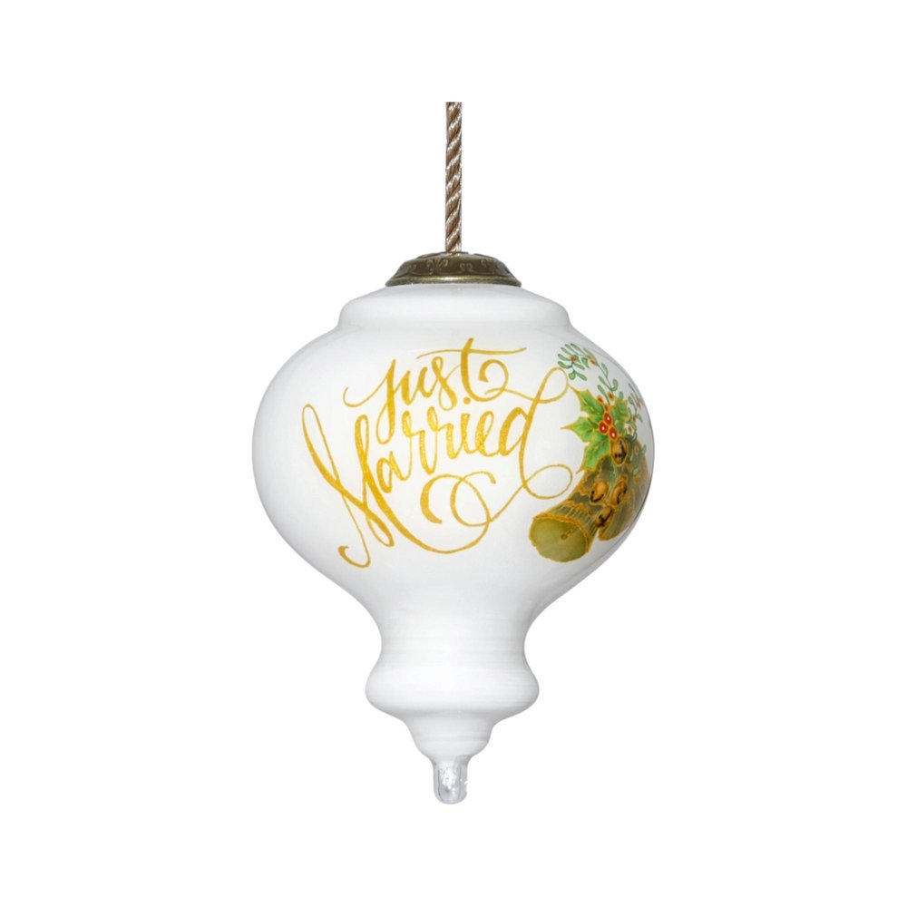 Green And White Glass Finial Ornament