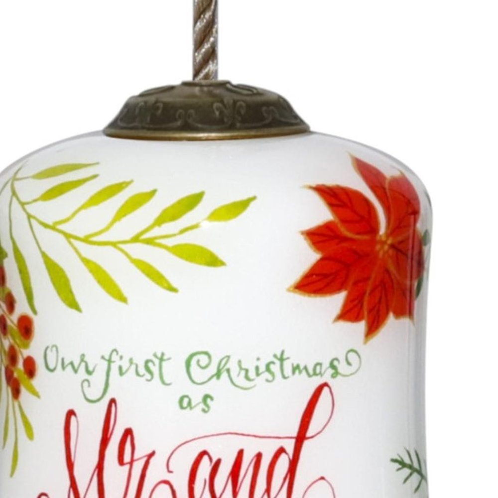 Mr. & Mrs. Our First Christmas Hand Painted Mouth Blown Glass Ornament