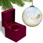 Tan And White Glass Ball Ornament