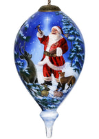 Starry Heaven and Santa Hand Painted Mouth Blown Glass Ornament