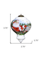 Santa Riding a Sleigh Hand Painted Mouth Blown Glass Ornament