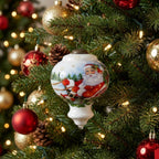 Santa Riding a Sleigh Hand Painted Mouth Blown Glass Ornament