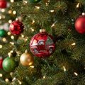 Red Farm Truck with Tree Hand Painted Mouth Blown Glass Ornament
