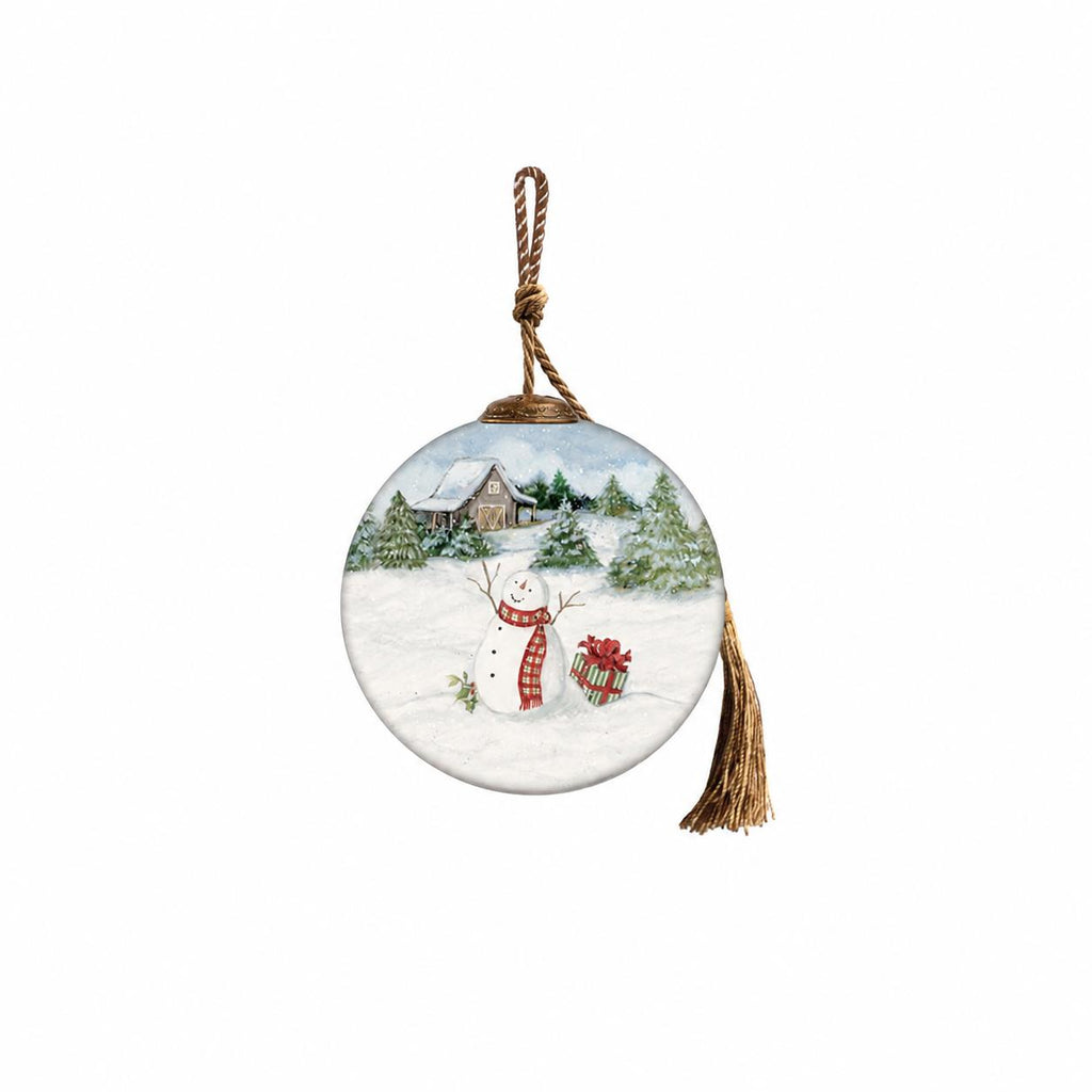 Red And White Glass Ball Ornament