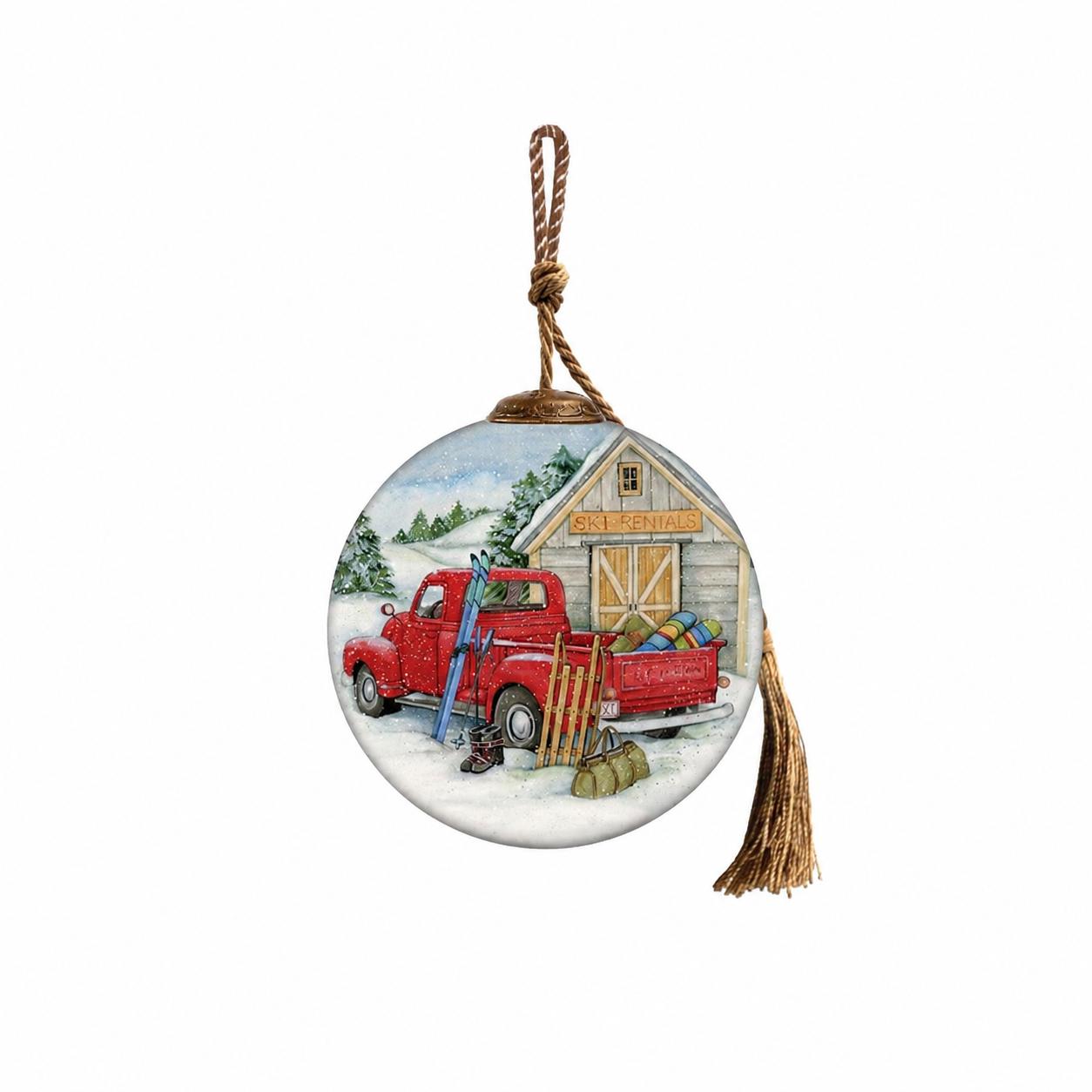 Red And White Glass Ball Ornament