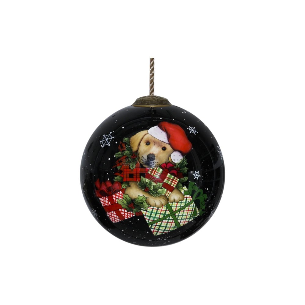 Black Red And Brown Glass Ball Ornament