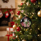 Christmas Cat with Presents Hand Painted Mouth Blown Glass Ornament