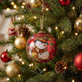 Winter Wreath Forest Snowman Hand Painted Mouth Blown Glass Ornament