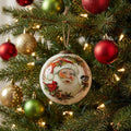 Winter Wreath Forest Santa Hand Painted Mouth Blown Glass Ornament