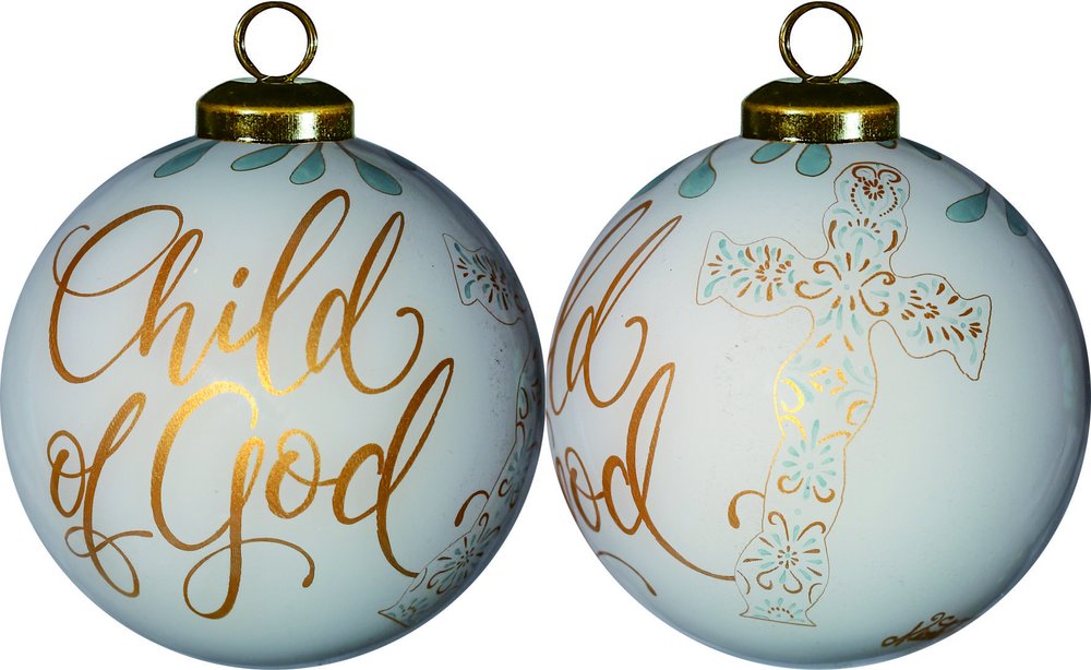 Yellow And White Glass Ball Ornament