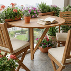 24" Brown Half Round Solid Wood Folding Outdoor Balcony Table