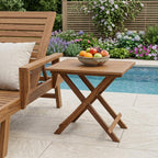 28" Brown Solid Wood Folding Outdoor Side Table