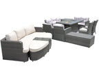 Eleven Piece Gray Wicker Multiple Chairs Seating Group With Fire Pit And Table