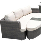 Eleven Piece Gray Wicker Multiple Chairs Seating Group With Fire Pit And Table