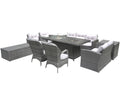 Ten Piece Gray Wicker Multiple Chairs Seating Group With Fire Pit And Table