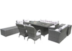 Ten Piece Gray Wicker Multiple Chairs Seating Group With Fire Pit And Table