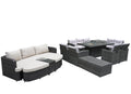 Ten Piece Gray Wicker Multiple Chairs Seating Group With Fire Pit And Table
