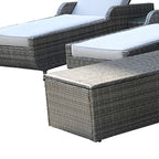 Twelve Piece Gray Wicker Multiple Chairs Seating Group With Fire Pit And Table
