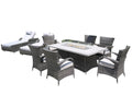 Ten Piece Gray Wicker Multiple Chairs Seating Group With Fire Pit And Table