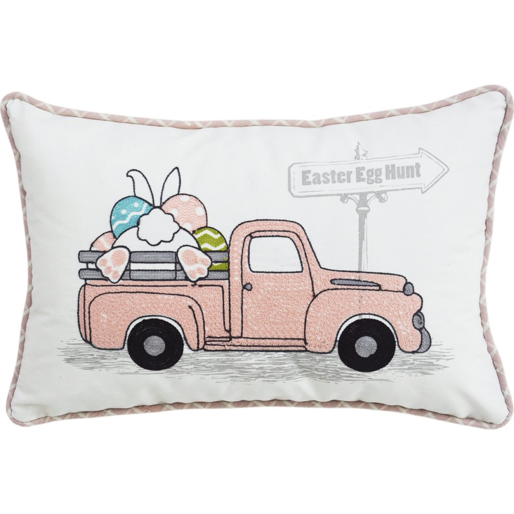 13" X 20" Pink and White Easter Egg Hunt Throw Pillow