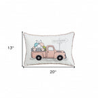 13" X 20" Pink and White Easter Egg Hunt Throw Pillow